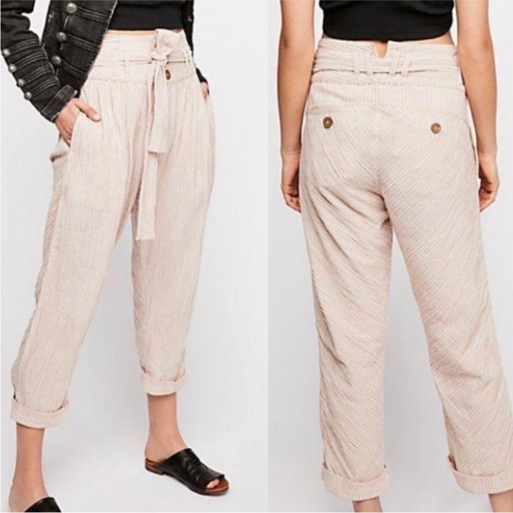 Free People Rumors Yarn Dye Harem Pants Striped Size 4